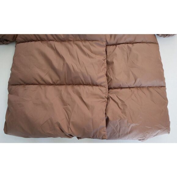 Old Navy Women's Sz M Brown Water-Resistant Quilted Long Hooded Puffer Coat - Picture 4 of 14